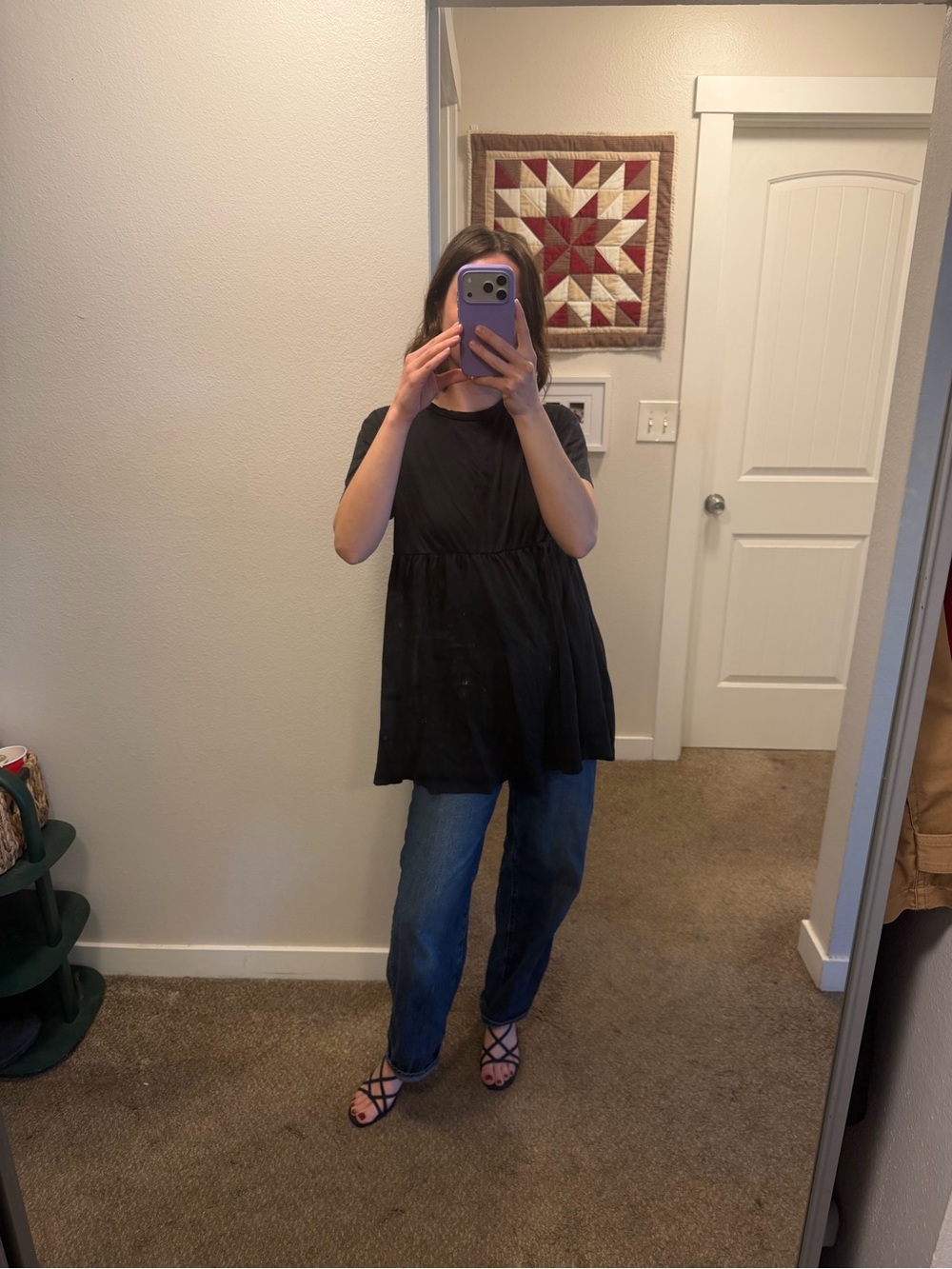 [SOLD] Black Short-Sleeve Babydoll dress top